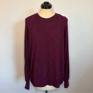 Sundry (Anthro Brand) Puff Sleeve Raglan Top in Magenta, Burgundy Sweater, 1X
